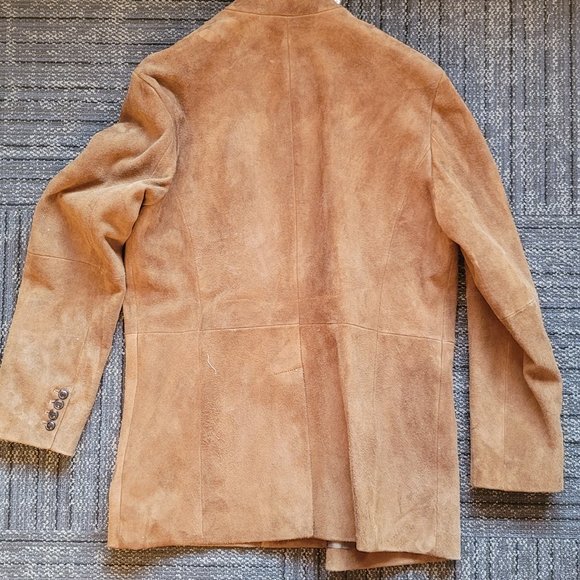 John Varvatos BRUSHED SUEDE DOUBLE BREASTED COAT IN WALNUT - Picture 7 of 11